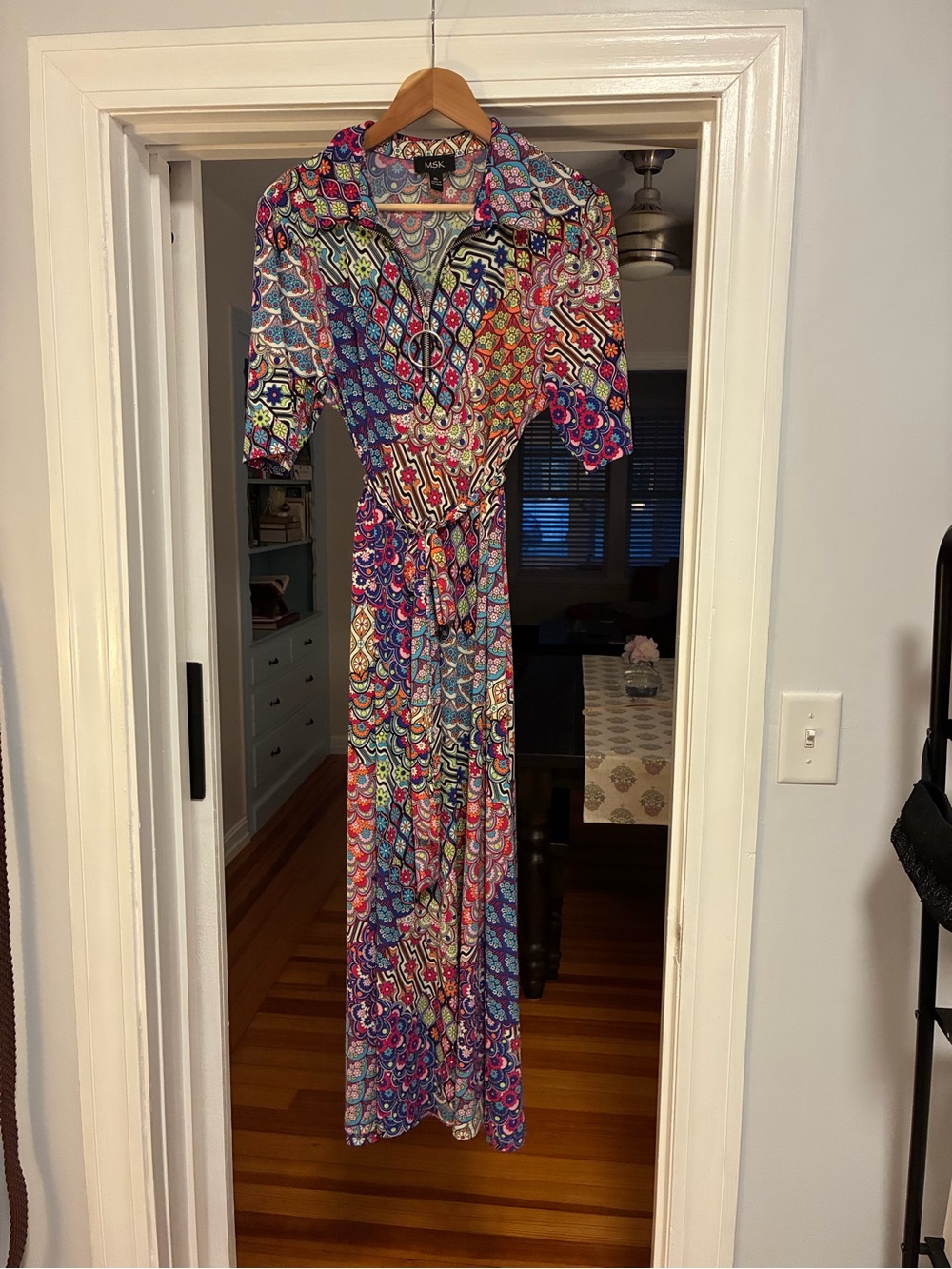 MSK Multicolor Geometric-Print Maxi Dress